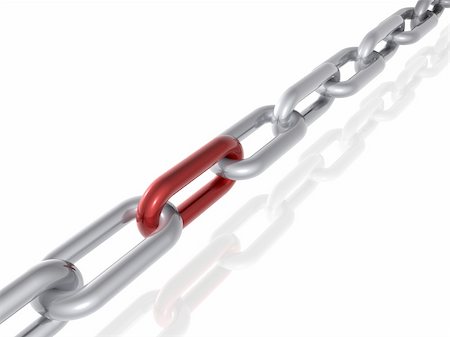 3D render of a chain with red link. Concept: Leadership, strength. Stock Photo - Budget Royalty-Free & Subscription, Code: 400-04542617