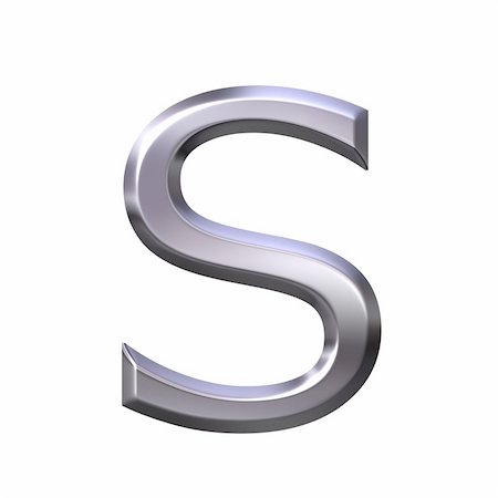 3d silver letter s isolated in white Stock Photo - Budget Royalty-Free & Subscription, Code: 400-04542904