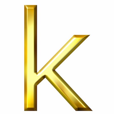 simsearch:400-04543513,k - 3d golden letter k isolated in white Stock Photo - Budget Royalty-Free & Subscription, Code: 400-04543515