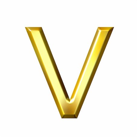 simsearch:400-04543513,k - 3d golden letter v isolated in white Stock Photo - Budget Royalty-Free & Subscription, Code: 400-04543520