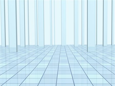 diminishing perspective - Abstract blue background with columns and a tiled floor Photographie de stock - Aubaine LD & Abonnement, Code: 400-04557595