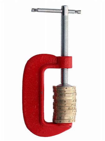 Money in a g-clamp with distortion showing financial pressure Stock Photo - Budget Royalty-Free & Subscription, Code: 400-04558013