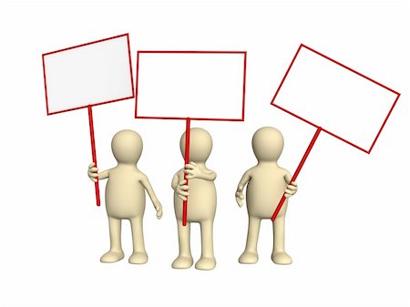 simsearch:400-06172579,k - 3d people - puppets protesting with posters on demonstration. Objects over white Stock Photo - Budget Royalty-Free & Subscription, Code: 400-04559007
