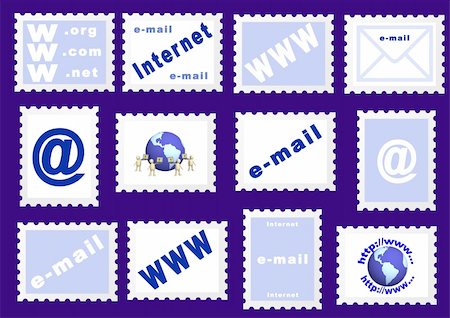 simsearch:625-00801205,k - Set of blue stamps about the Internet symbols Stock Photo - Budget Royalty-Free & Subscription, Code: 400-04559195