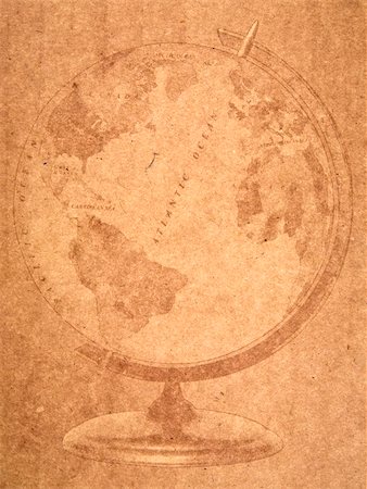 Globe on Old Paper. Map Series. Stock Photo - Budget Royalty-Free & Subscription, Code: 400-04559859