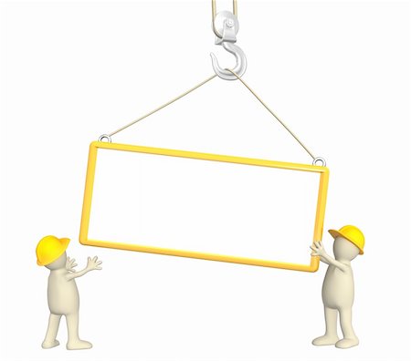 Builders - puppets, lowering a frame on a hook Stock Photo - Budget Royalty-Free & Subscription, Code: 400-04552062
