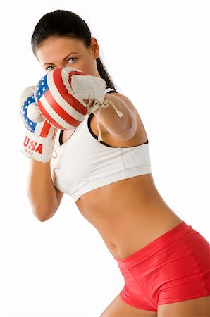 simsearch:400-04970057,k - pretty girl giving a punch with boxing gloves with usa flag Stock Photo - Budget Royalty-Free & Subscription, Code: 400-04553874