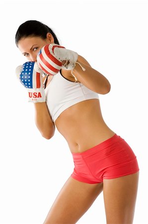 simsearch:400-04970057,k - Attractive woman with usa boxing gloves Stock Photo - Budget Royalty-Free & Subscription, Code: 400-04553876