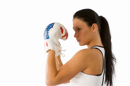 simsearch:400-04970057,k - cute woman with usa boxing gloves keeping up the guard Stock Photo - Budget Royalty-Free & Subscription, Code: 400-04553879