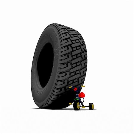 big tyre over the small child bycycle Stock Photo - Budget Royalty-Free & Subscription, Code: 400-04564632