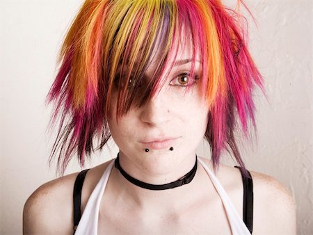 simsearch:400-04016564,k - Close-Up of a Punk Girl with Brightly Colored Hair Stock Photo - Budget Royalty-Free & Subscription, Code: 400-04566122