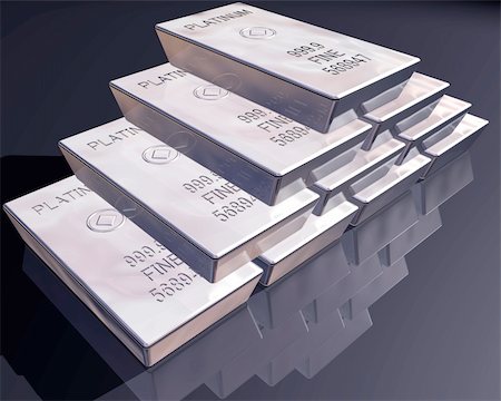 stack of pure platinum bars on a reflective surface. Stock Photo - Budget Royalty-Free & Subscription, Code: 400-04567348