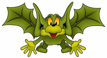 simsearch:400-04116240,k - Green Bat B - flying bat in cartoon illustration as vector Stock Photo - Budget Royalty-Free & Subscription, Code: 400-04567741
