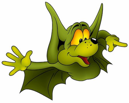 simsearch:400-04116240,k - Green Bat A - flying bat in cartoon illustration as vector Stock Photo - Budget Royalty-Free & Subscription, Code: 400-04567790