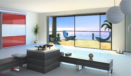 simsearch:400-07820254,k - modern open interior (3D rendering) Stock Photo - Budget Royalty-Free & Subscription, Code: 400-04568308