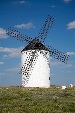 white mill on the country of la mancha in spain Stock Photo - Budget Royalty-Free & Subscription, Code: 400-04560341