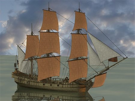 simsearch:400-04848796,k - 3D Render of an Pirate Boat Stock Photo - Budget Royalty-Free & Subscription, Code: 400-04561889