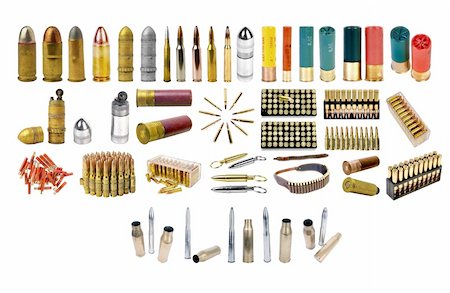 simsearch:400-04335613,k - High resolution photos of forms of ammunition each isolated on a white background. Pack of 46, great value for money! Stock Photo - Budget Royalty-Free & Subscription, Code: 400-04575349