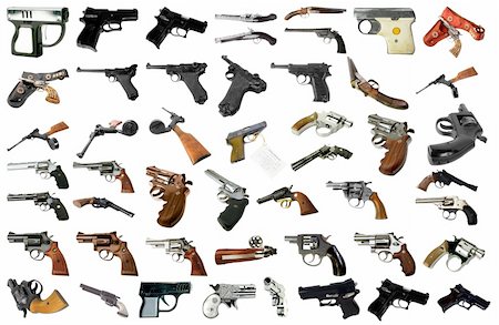 simsearch:400-04335613,k - High resolution photos of various pistols each isolated on a white background. Pack of 48, great value for money! Stock Photo - Budget Royalty-Free & Subscription, Code: 400-04575350