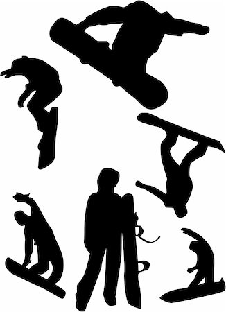 simsearch:400-03985663,k - Snowboard set vector in black and white color Stock Photo - Budget Royalty-Free & Subscription, Code: 400-04577052