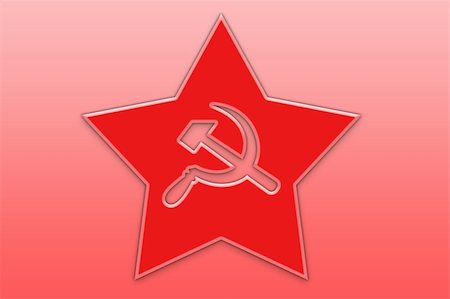 Red star with sickle and hammer silhouettes Stock Photo - Budget Royalty-Free & Subscription, Code: 400-04577916