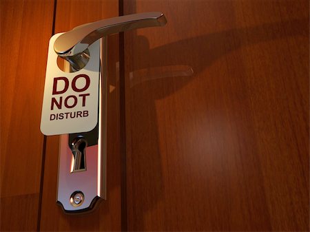 simsearch:400-04617631,k - Do Not Disturb' sign hanging from hotel door handle - 3d render Stock Photo - Budget Royalty-Free & Subscription, Code: 400-04570319