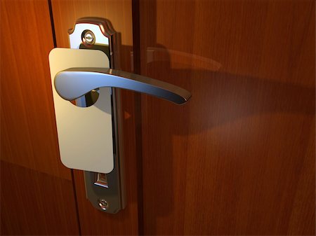 simsearch:400-04617631,k - Blank sign hanging from hotel door handle - 3d render Stock Photo - Budget Royalty-Free & Subscription, Code: 400-04570320