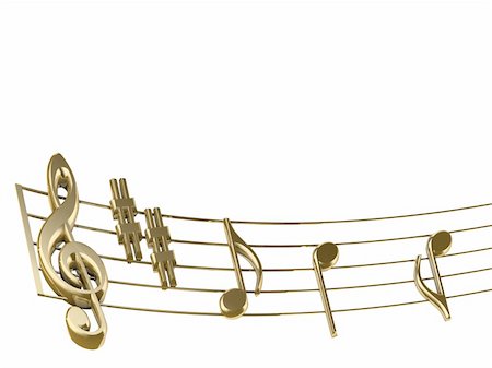 pic music note symbol - Golden musical score on white background - 3d render Stock Photo - Budget Royalty-Free & Subscription, Code: 400-04570411