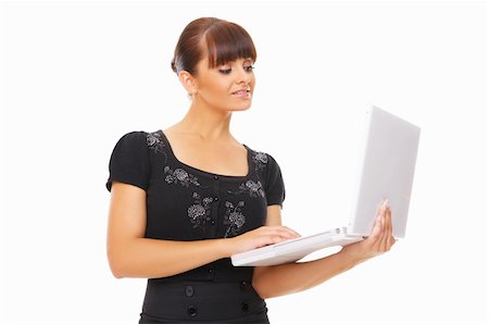 simsearch:400-05734244,k - Portrait of young beautiful business woman working on computer Stock Photo - Budget Royalty-Free & Subscription, Code: 400-04571495