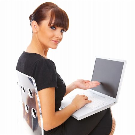 simsearch:400-05734244,k - Portrait of young beautiful business woman working on computer Stock Photo - Budget Royalty-Free & Subscription, Code: 400-04571493