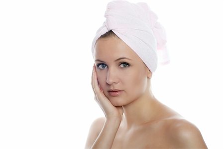 simsearch:400-04335125,k - beauty Portrait of beautiful woman wearing white towel on her head Stock Photo - Budget Royalty-Free & Subscription, Code: 400-04572465