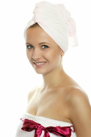 simsearch:400-04335125,k - beauty Portrait of beautiful woman wearing white towel on her head Stock Photo - Budget Royalty-Free & Subscription, Code: 400-04572462