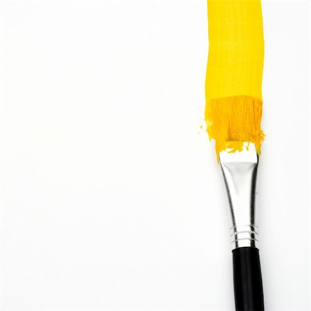 paint brush line art - Yellow line and brush over white Stock Photo - Budget Royalty-Free & Subscription, Code: 400-04572621
