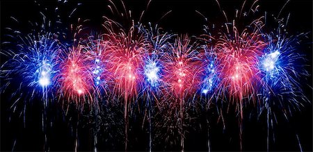 simsearch:400-04573554,k - Digitally enhanced firework. Red and blue row of rockets. Banner (panorama) format. Stock Photo - Budget Royalty-Free & Subscription, Code: 400-04573548
