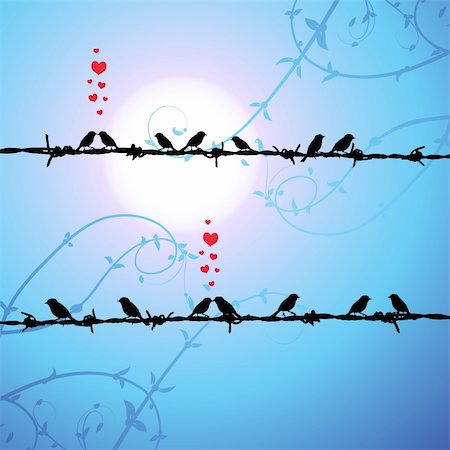 simsearch:400-06686195,k - Love, birds kissing on branch Photographie de stock - Aubaine LD & Abonnement, Code: 400-04584646