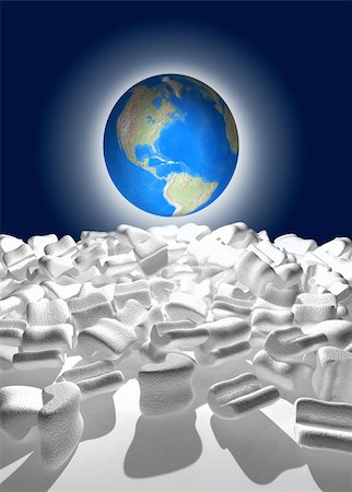 Globe and materials for Packing. Conceptual image: protecting the earth. Stock Photo - Budget Royalty-Free & Subscription, Code: 400-04584727