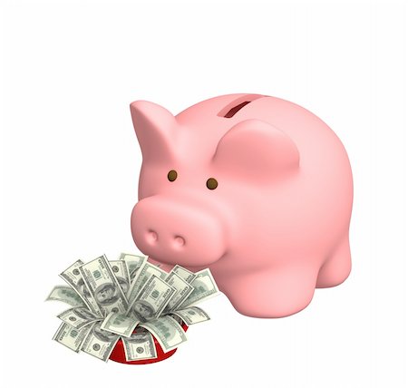 Piggy bank with a pack of dollar banknotes Stock Photo - Budget Royalty-Free & Subscription, Code: 400-04586139