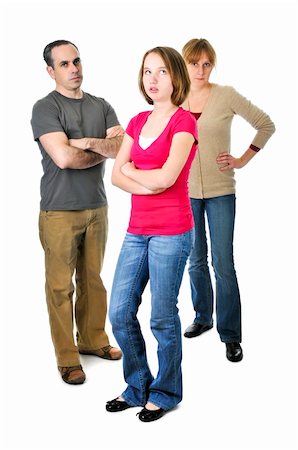 Teenage girl rolling her eyes in front of angry parents Stock Photo - Budget Royalty-Free & Subscription, Code: 400-04587221