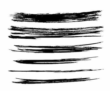 paint brush line art - Vector outline traces of customizable paint brushes, easily editable Stock Photo - Budget Royalty-Free & Subscription, Code: 400-04580240