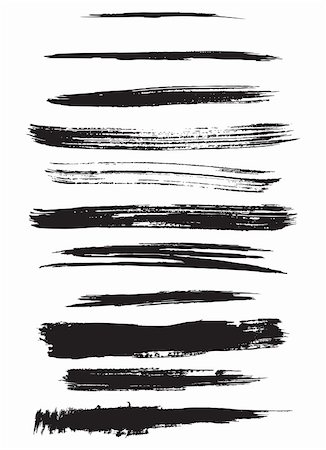 paint brush line art - Vector outline traces of customizable paint brushes, easily editable Stock Photo - Budget Royalty-Free & Subscription, Code: 400-04580241