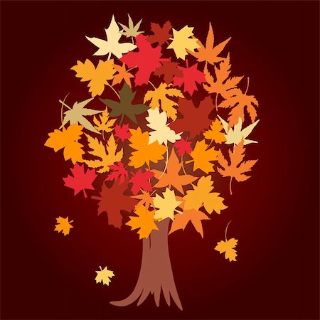 simsearch:400-04595330,k - Abstract tree with autumn leaves vector illustration Stock Photo - Budget Royalty-Free & Subscription, Code: 400-04580374
