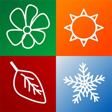 sun snowflake leaf symbol - four seasons background fully editable vector illustration Stock Photo - Budget Royalty-Free & Subscription, Code: 400-04580389