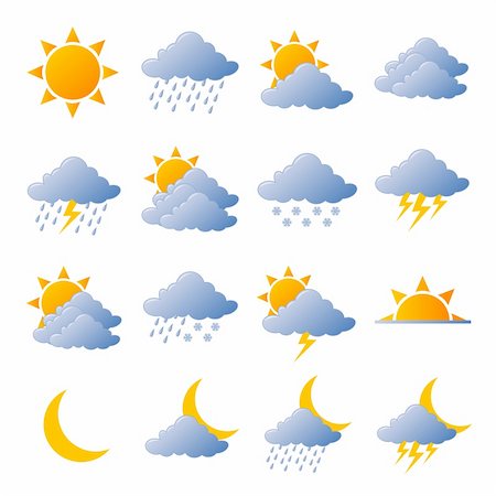 Weather icons fully editable vector illustration Stock Photo - Budget Royalty-Free & Subscription, Code: 400-04580455