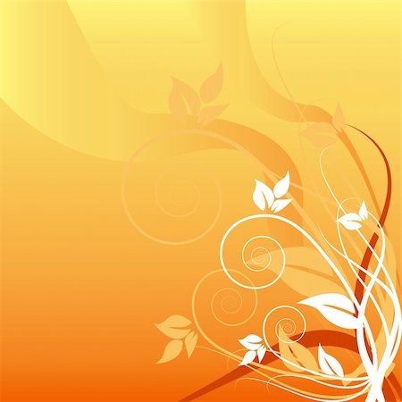 simsearch:400-05363355,k - Abastract composition with flowers and lines in orange Stock Photo - Budget Royalty-Free & Subscription, Code: 400-04581027