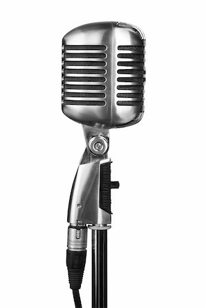 simsearch:400-06954069,k - Retro microphone on stand isolated on white Photographie de stock - Aubaine LD & Abonnement, Code: 400-04583645