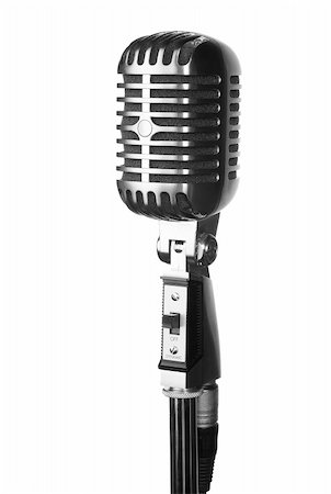 simsearch:400-06954069,k - Retro microphone on stand isolated on white Photographie de stock - Aubaine LD & Abonnement, Code: 400-04583646