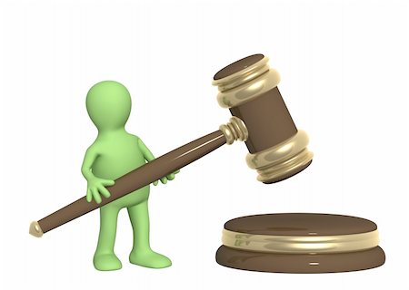 simsearch:400-04231986,k - 3d puppet with judicial gavel. Object over white Stock Photo - Budget Royalty-Free & Subscription, Code: 400-04583929
