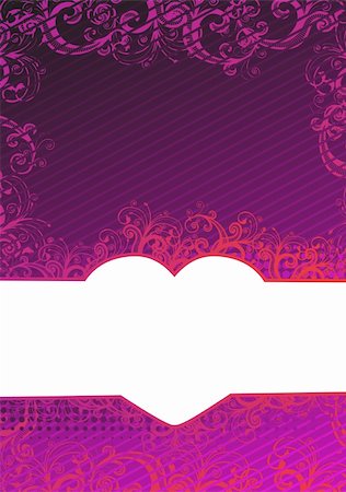 simsearch:400-05077687,k - Vector illustration of purple floral background with heart copy-space Stock Photo - Budget Royalty-Free & Subscription, Code: 400-04594290