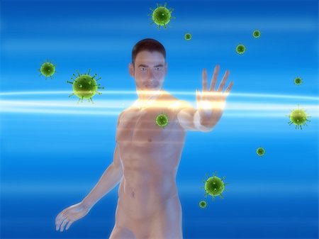 simsearch:400-04154364,k - 3d rendered illustration of a man blocking viruses Stock Photo - Budget Royalty-Free & Subscription, Code: 400-04595024