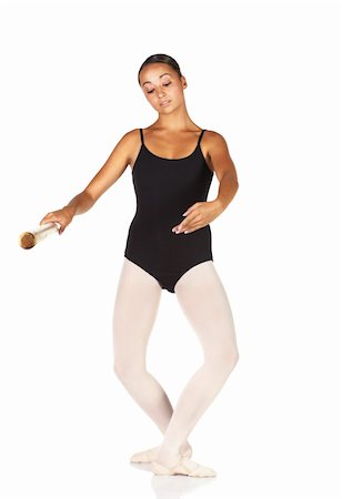 simsearch:400-04119672,k - Young caucasian ballerina girl on white background and reflective white floor showing various ballet steps and positions. Demi Plie in Fourt Position. Not Isolated. Stock Photo - Budget Royalty-Free & Subscription, Code: 400-04595101